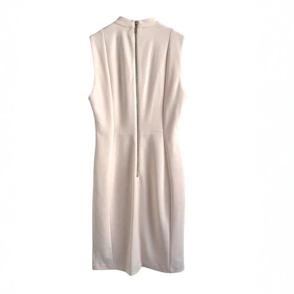 CALVIN KLEIN PALE BALLET PINK TIE NECK SHIFT DRESS SZ 8 - Picture 4 of 5